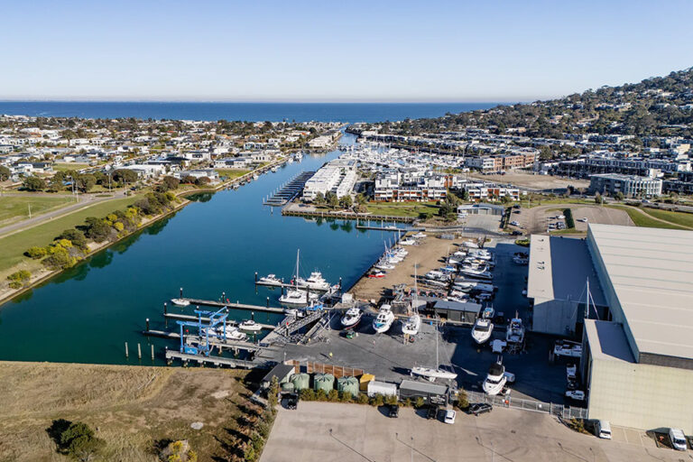 Martha Cove Boatyard aerial shot